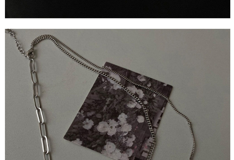 Fashion Silver Color Titanium Steel Geometric Tag Double Necklace,Necklaces