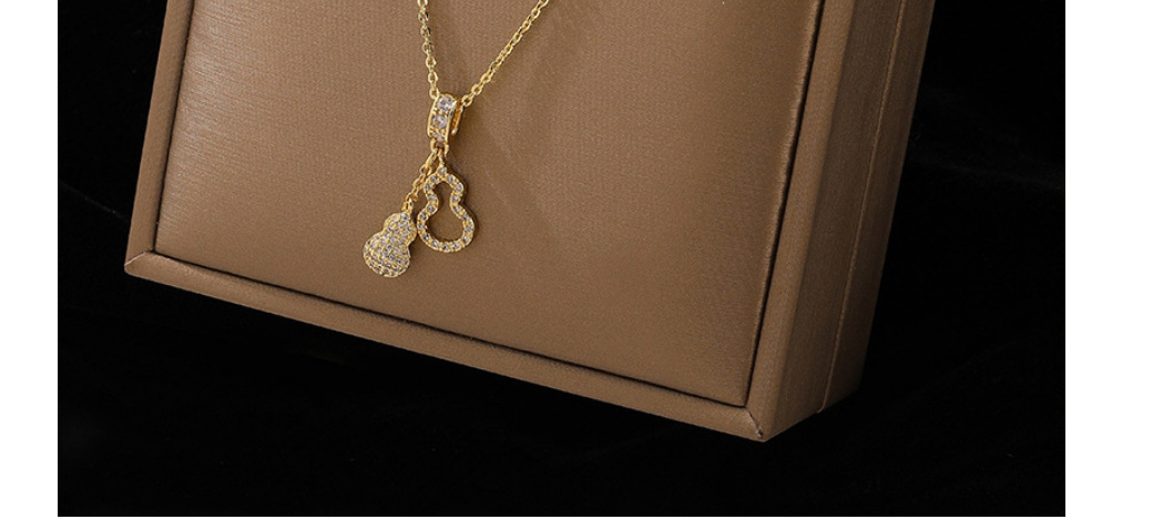 Fashion Gold Color Titanium Steel Hollow Gourd Necklace,Pendants