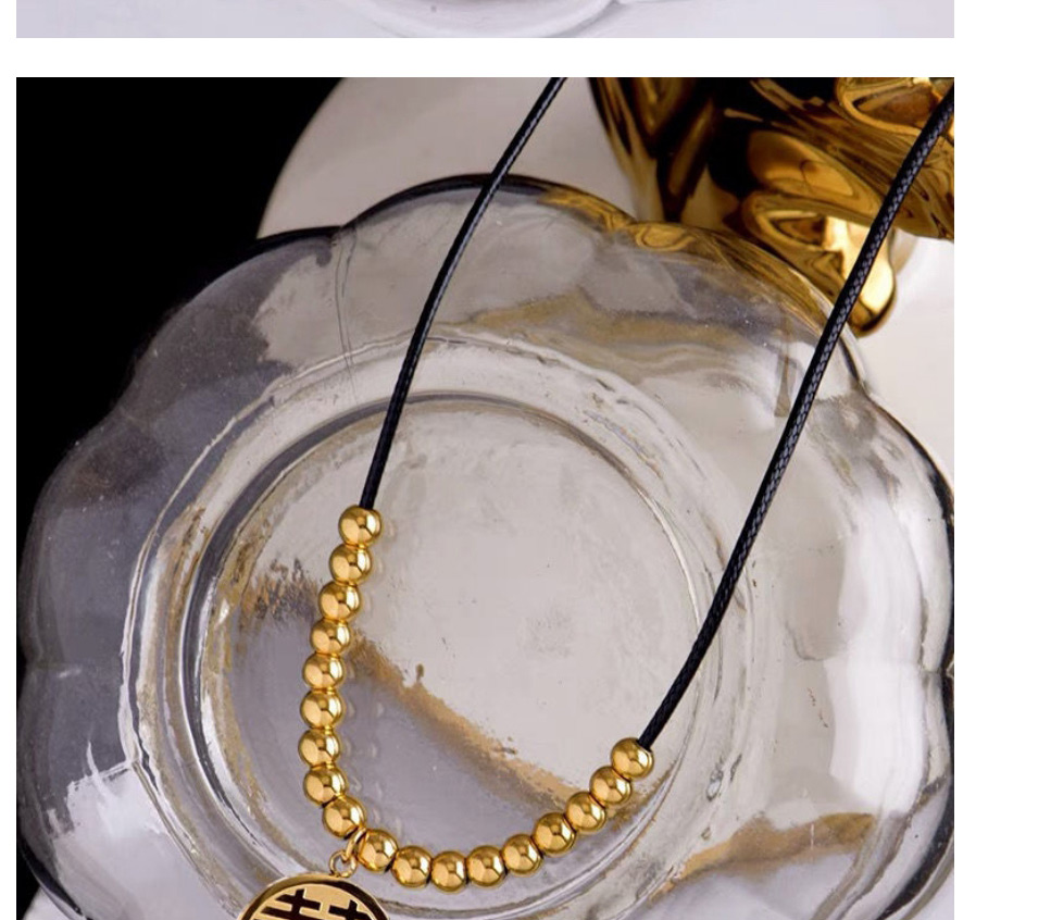Fashion Gold Color Titanium Steel Black Rope Braided Hi Brand Necklace,Necklaces
