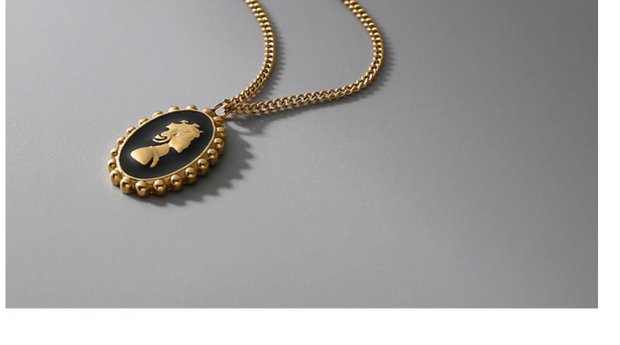 Fashion Gold Color Titanium Steel Portrait Tag Necklace,Necklaces