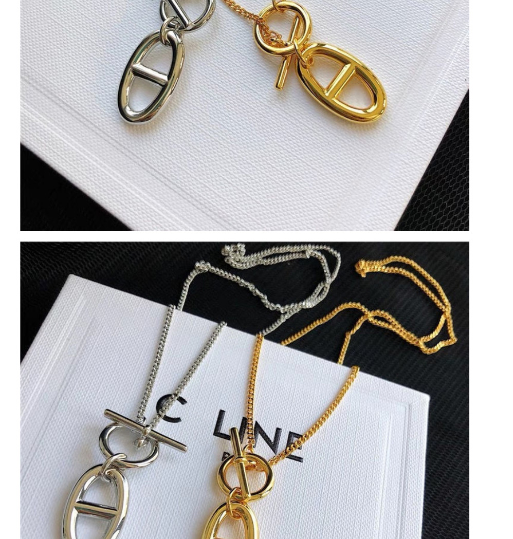 Fashion Gold Color Titanium Steel Ot Buckle Pig Nose Necklace,Necklaces