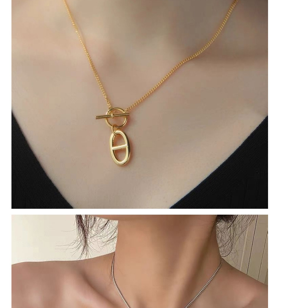 Fashion Gold Color Titanium Steel Ot Buckle Pig Nose Necklace,Necklaces