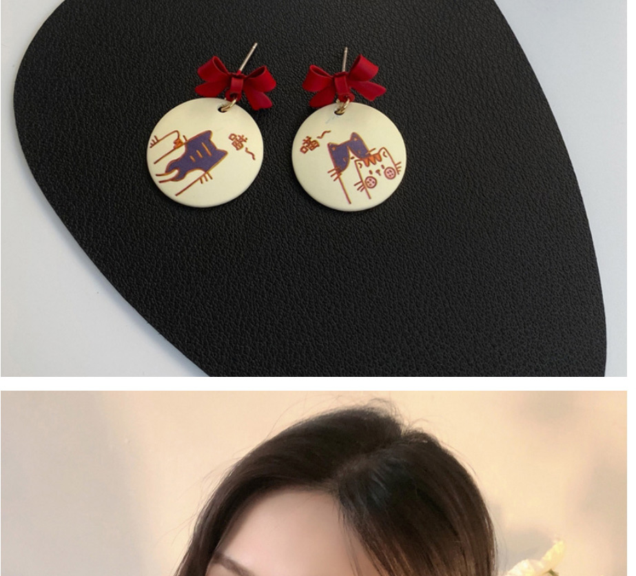 Fashion A Pair Of Kitten Earrings Alloy Bowknot Painted Geometric Stud Earrings,Stud Earrings