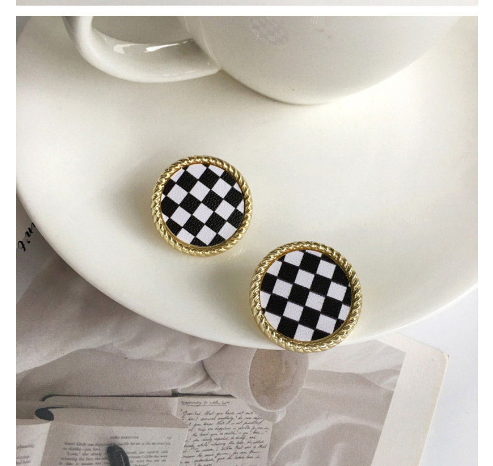 Fashion 3# Alloy Geometric Checkerboard Earrings,Stud Earrings