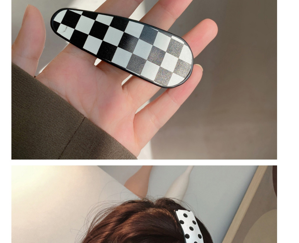 Fashion One Black And White Grid Metal Wave Point Side Clip,Hairpins