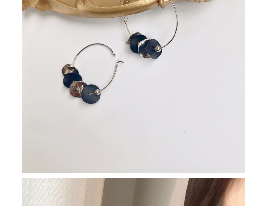 Fashion Silver Color Metal Glossy Geometric Disc Earrings,Hoop Earrings