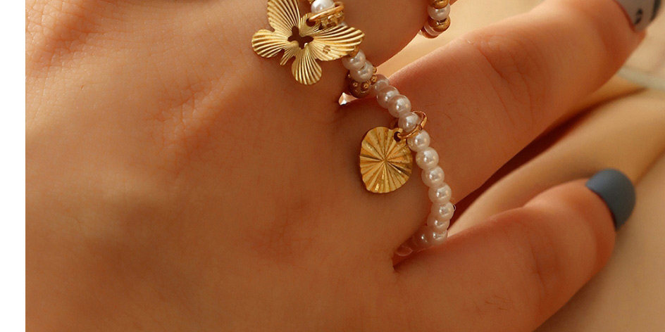 Fashion Suit Alloy Pearl Beaded Butterfly Medal Ring Set,Jewelry Sets