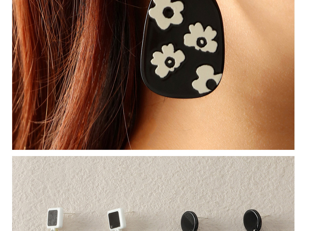 Fashion Lattice Square Checkerboard Flower Earrings,Stud Earrings
