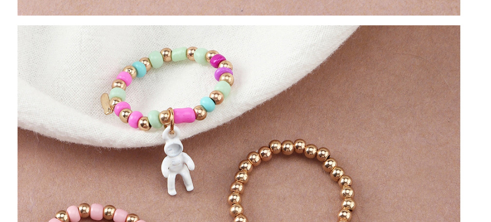 Fashion Suit Alloy Geometric Beaded Spaceman Pearl Bracelet Set,Jewelry Sets