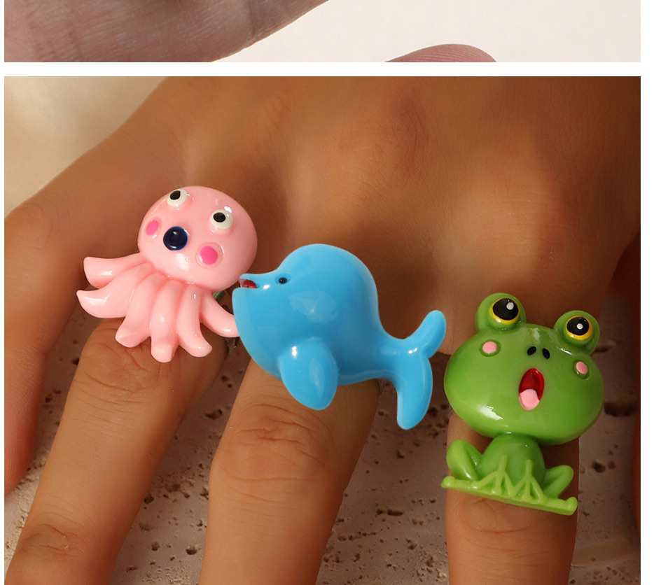 Fashion Whale Cartoon Resin Frog Whale Octopus Ring,Fashion Rings