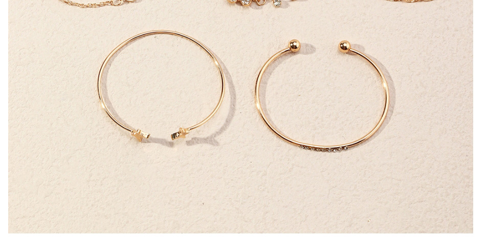 Fashion Gold Color Alloy Diamond Butterfly Geometric Bracelet Set,Jewelry Sets