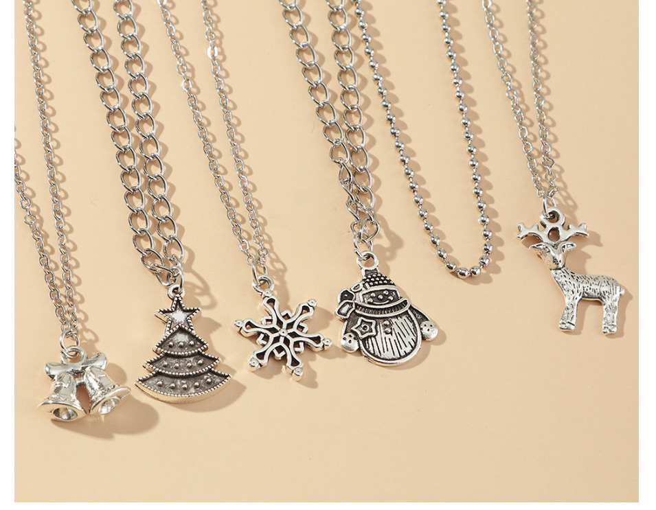 Fashion Snowman Christmas Snowflake Elk Double Necklace,Multi Strand Necklaces