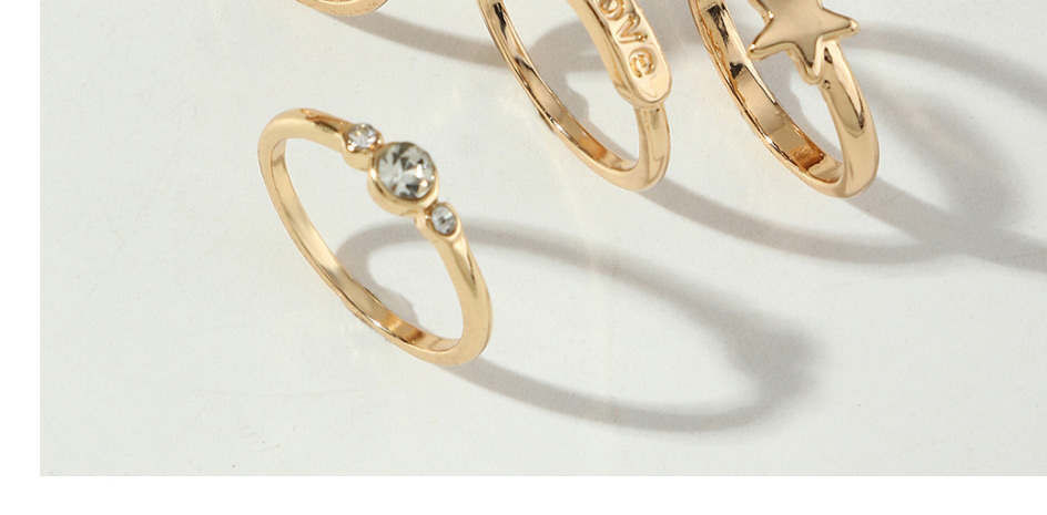 Fashion Gold Color Alloy Diamond Geometric Love Ring Set,Jewelry Sets