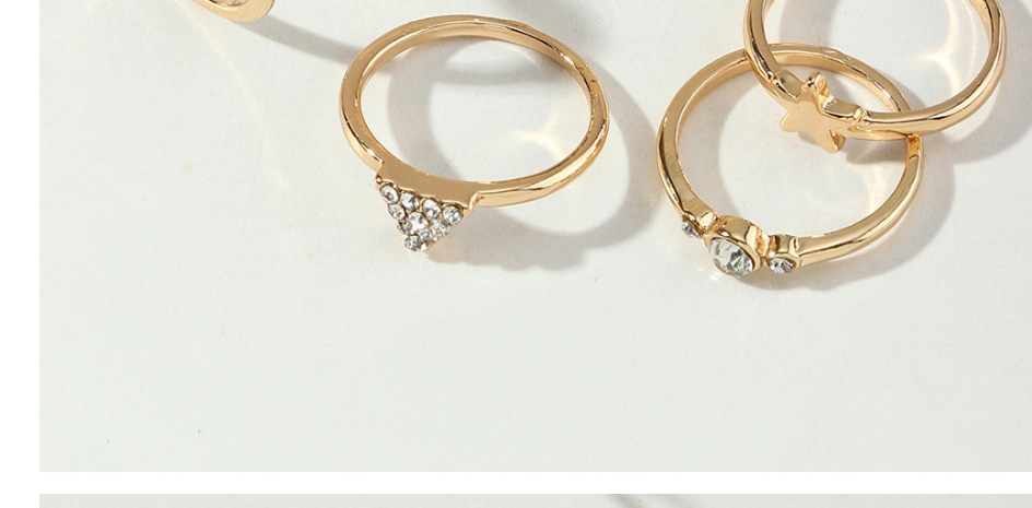 Fashion Gold Color Alloy Diamond Geometric Love Ring Set,Jewelry Sets