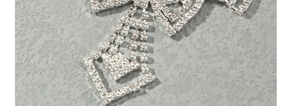 Fashion Silver Color-2 Alloy Full Diamond Geometric Earrings Necklace Bracelet Ring Set,Jewelry Sets