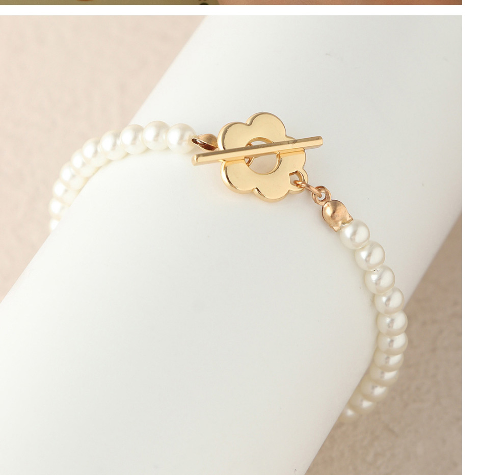 Fashion Gold Color Metal Pearl Ot Buckle Small Flower Bracelet,Fashion Bracelets