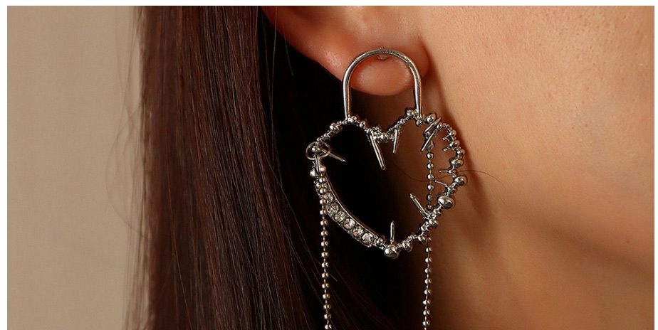 Fashion Silver Color Alloy Hollow Love Thorn Tassel Earrings,Drop Earrings