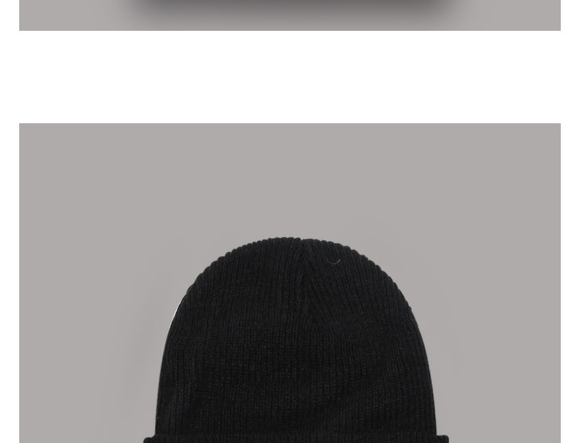 Fashion Black Knitted Hat Polar Bear Patch Wool Beanie,Beanies&Others