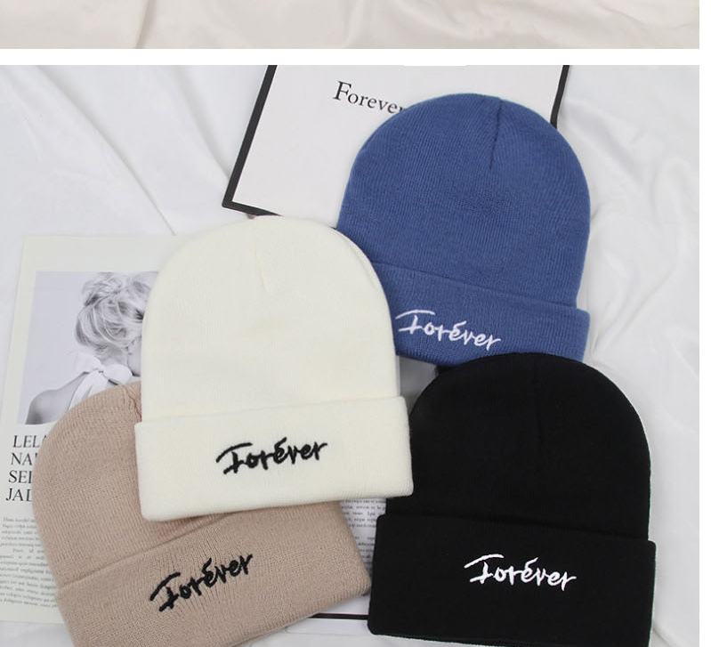 Fashion White Knitted Hat Letter Embroidery Woolen Knit Beanie,Beanies&Others
