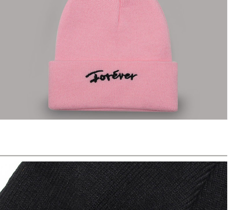 Fashion Pink Knitted Hat Letter Embroidery Woolen Knit Beanie,Beanies&Others