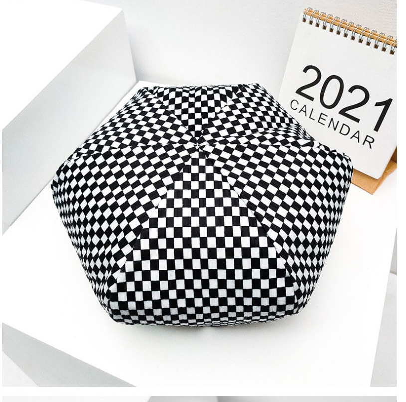 Fashion Black And White Checkerboard Beret,Beanies&Others