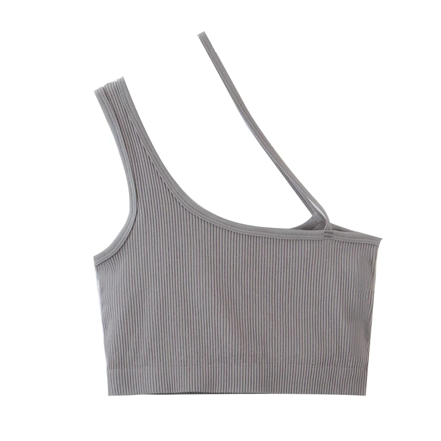 Fashion Grey Threaded Shoulder Sling,Tank Tops & Camis