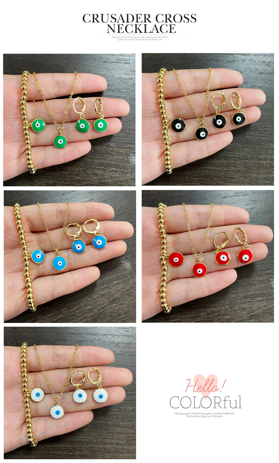 Fashion Red Copper Drip Oil Eye Necklace Earrings Bracelet Set,Jewelry Set