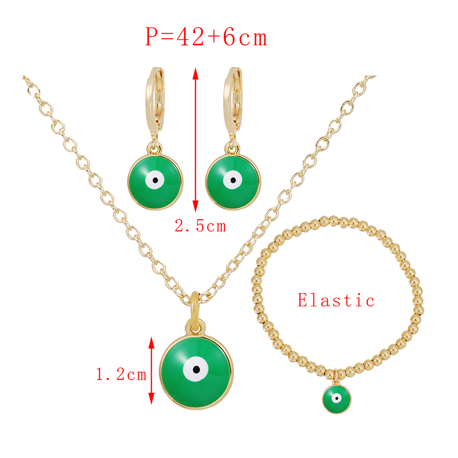 Fashion Pink Copper Drip Oil Eyes Necklace Earrings Bracelet Set,Jewelry Set