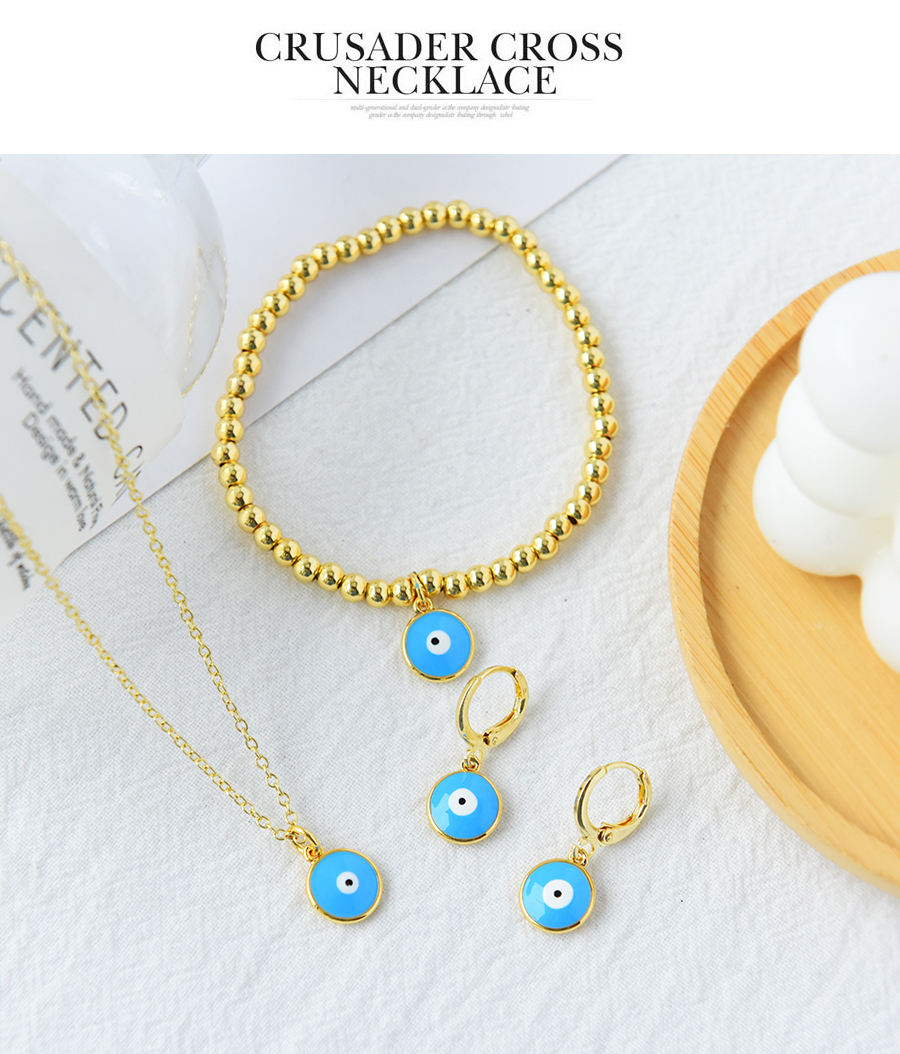 Fashion Blue Copper Dripping Eyes Necklace Earrings Bracelet Set,Jewelry Set