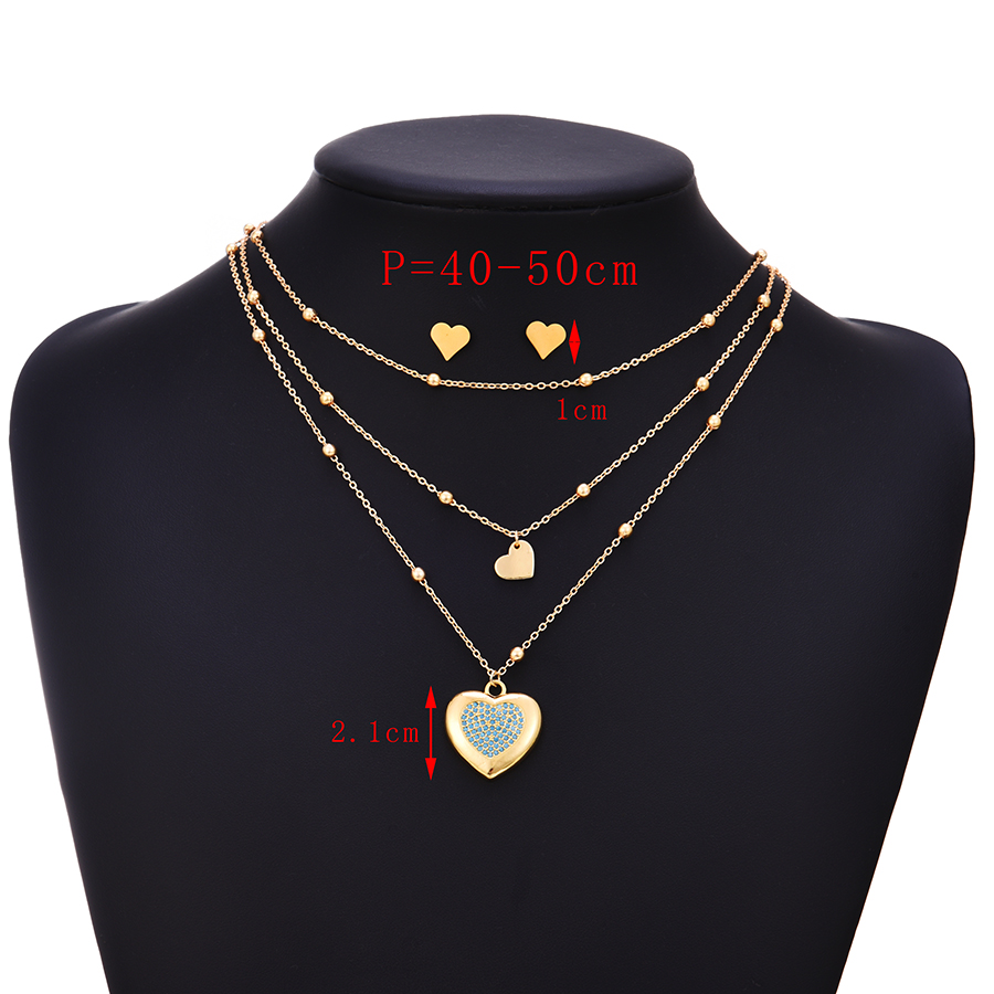Fashion Gold Color Titanium Steel Multi-layer Love Necklace And Earrings Set,Jewelry Set