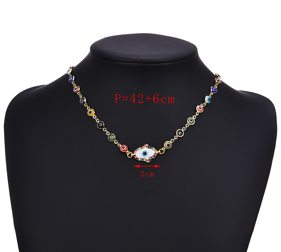 Fashion Color Titanium Steel Inlaid Zirconium Palm Necklace Gold Plated,Necklaces