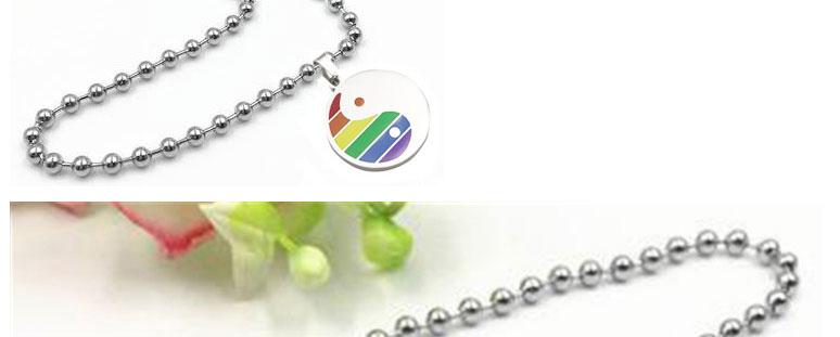 Fashion Tag Plus Melon Seed Buckle Plus Wave Bead Chain Titanium Rainbow Tai Chi Necklace,Necklaces