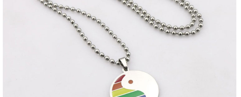 Fashion Add Melon Seeds Buckle Tag Titanium Steel Rainbow Tai Chi Necklace Accessories,Jewelry Packaging & Displays