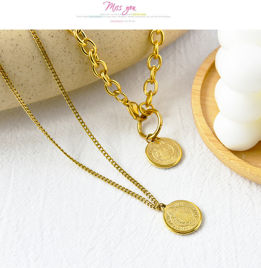 Fashion Golden-2 Stainless Steel Chain Portrait Necklace,Necklaces