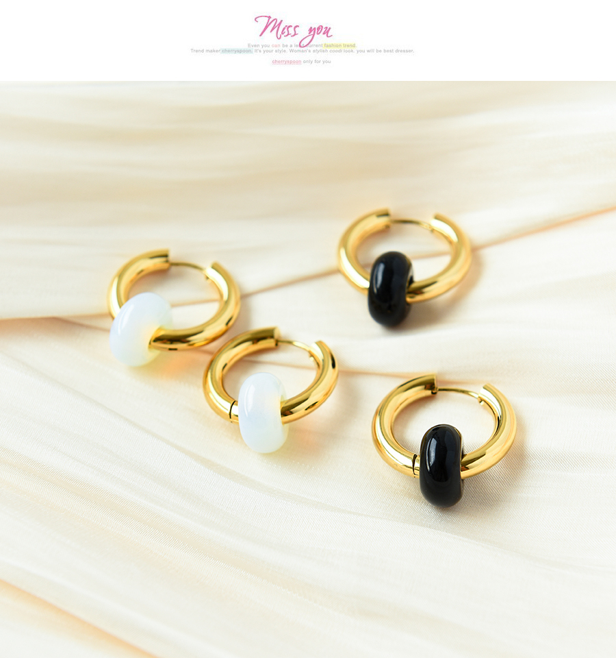 Fashion Black Copper Geometric Natural Stone Ear Ring,Earrings
