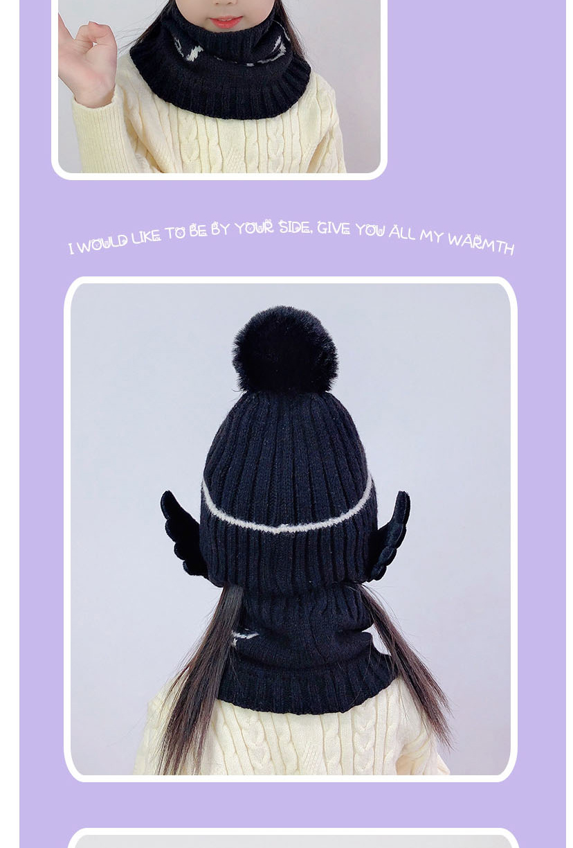 Fashion Pink Wool Letter Knitted Wool Ball Wing Pullover Hat,Beanies&Others
