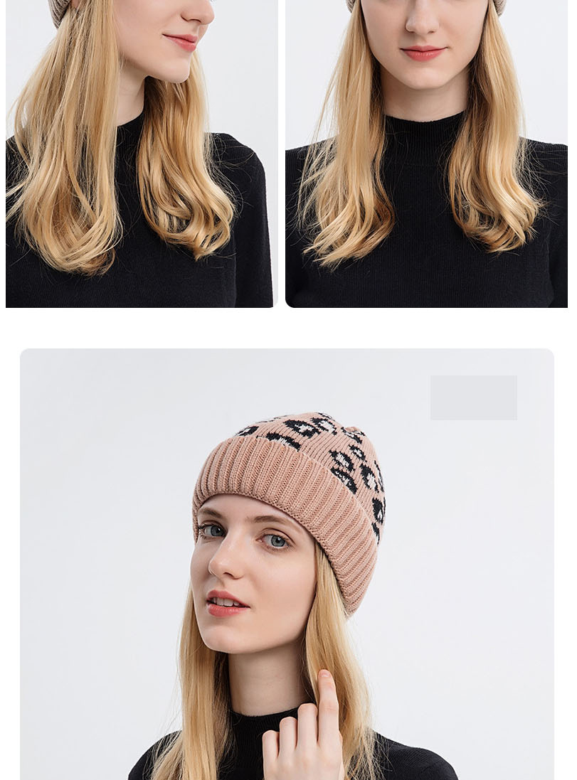 Fashion Black Leopard-print Knitted Hollow Top Hat,Beanies&Others