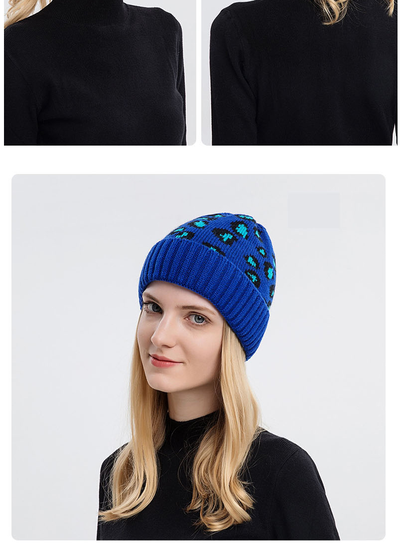 Fashion Sapphire Leopard-print Knitted Hollow Top Hat,Beanies&Others