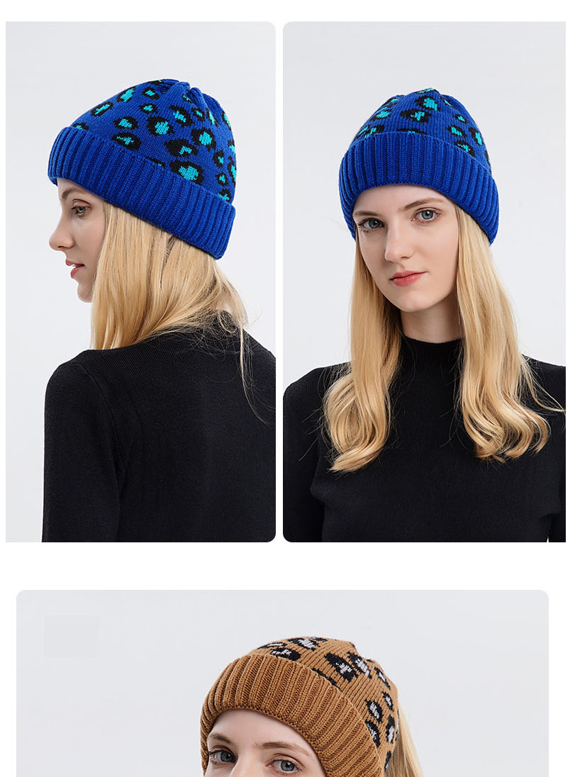 Fashion Caramel Leopard-print Knitted Hollow Top Hat,Beanies&Others