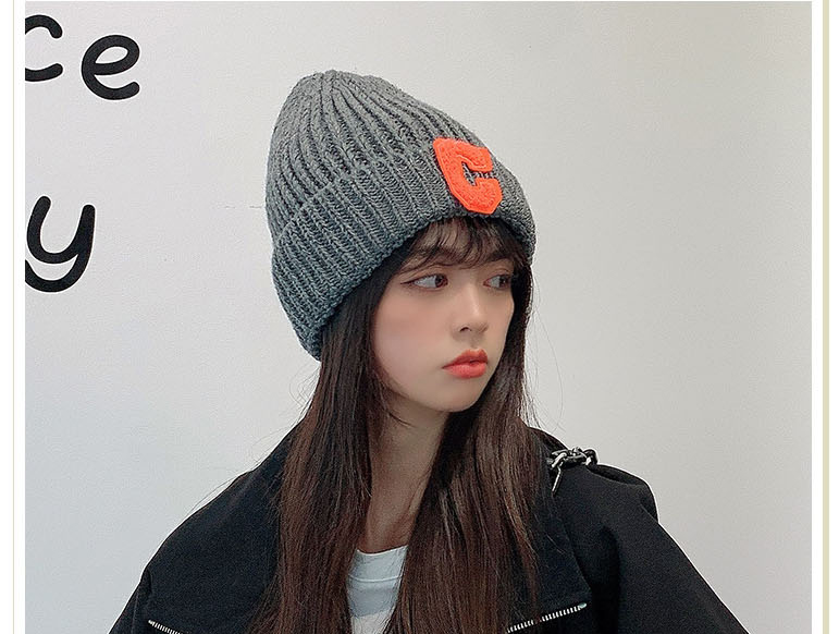 Fashion Black Letter Embroidery Woolen Knit Beanie,Beanies&Others