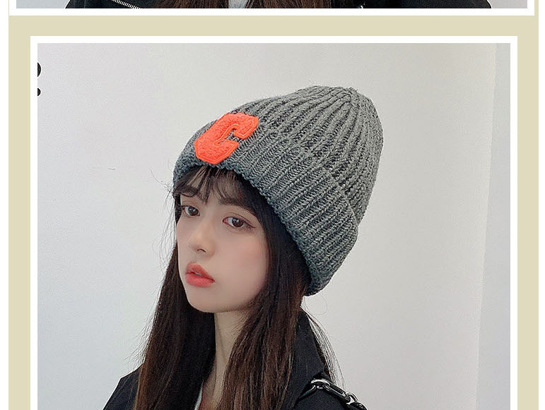 Fashion Fruit Green Letter Embroidery Woolen Knit Beanie,Beanies&Others