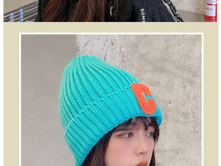 Fashion Fruit Green Letter Embroidery Woolen Knit Beanie,Beanies&Others