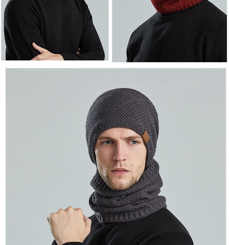 Fashion Black Woolen Knitted Label Scarf Set,Beanies&Others