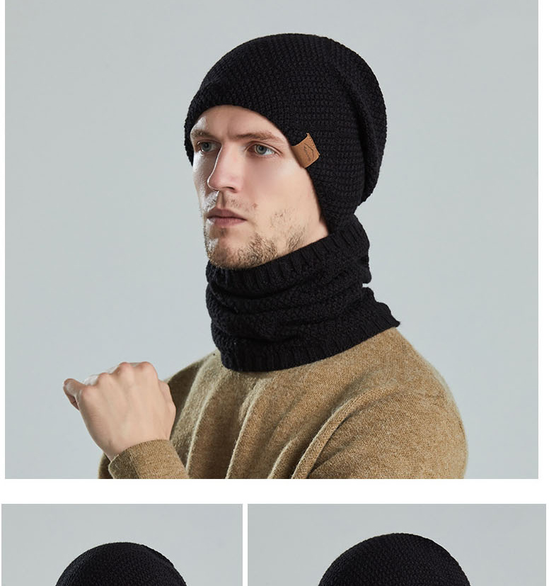Fashion Black Woolen Knitted Label Scarf Set,Beanies&Others