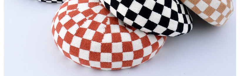 Fashion Small Lattice Khaki Checkerboard Beret,Beanies&Others