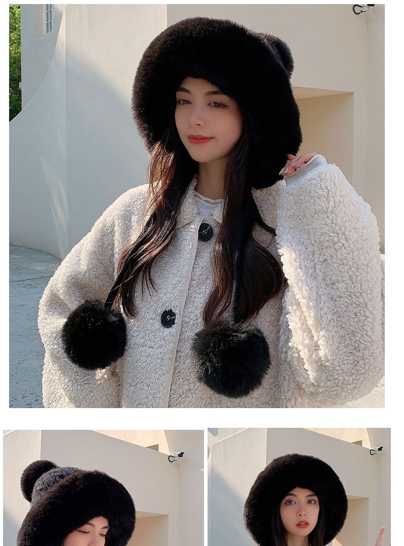Fashion Black Wool Knitted Three-ball Cap,Beanies&Others