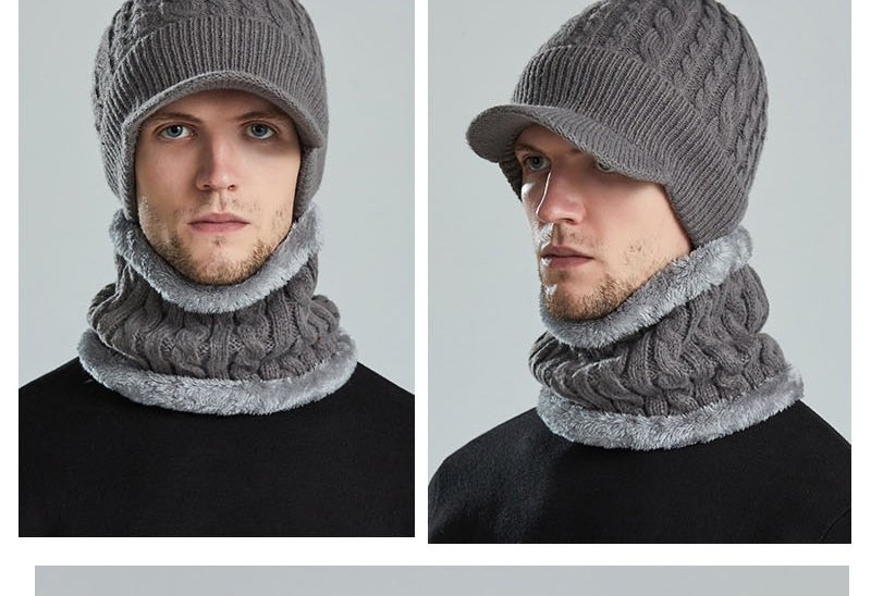 Fashion Grey Woolen Knitted Long Brim Hat And Scarf Set,Beanies&Others