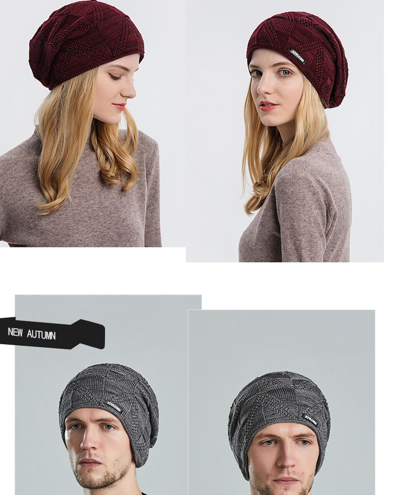 Fashion Wine Red Woolen Knitted Label Cap,Beanies&Others