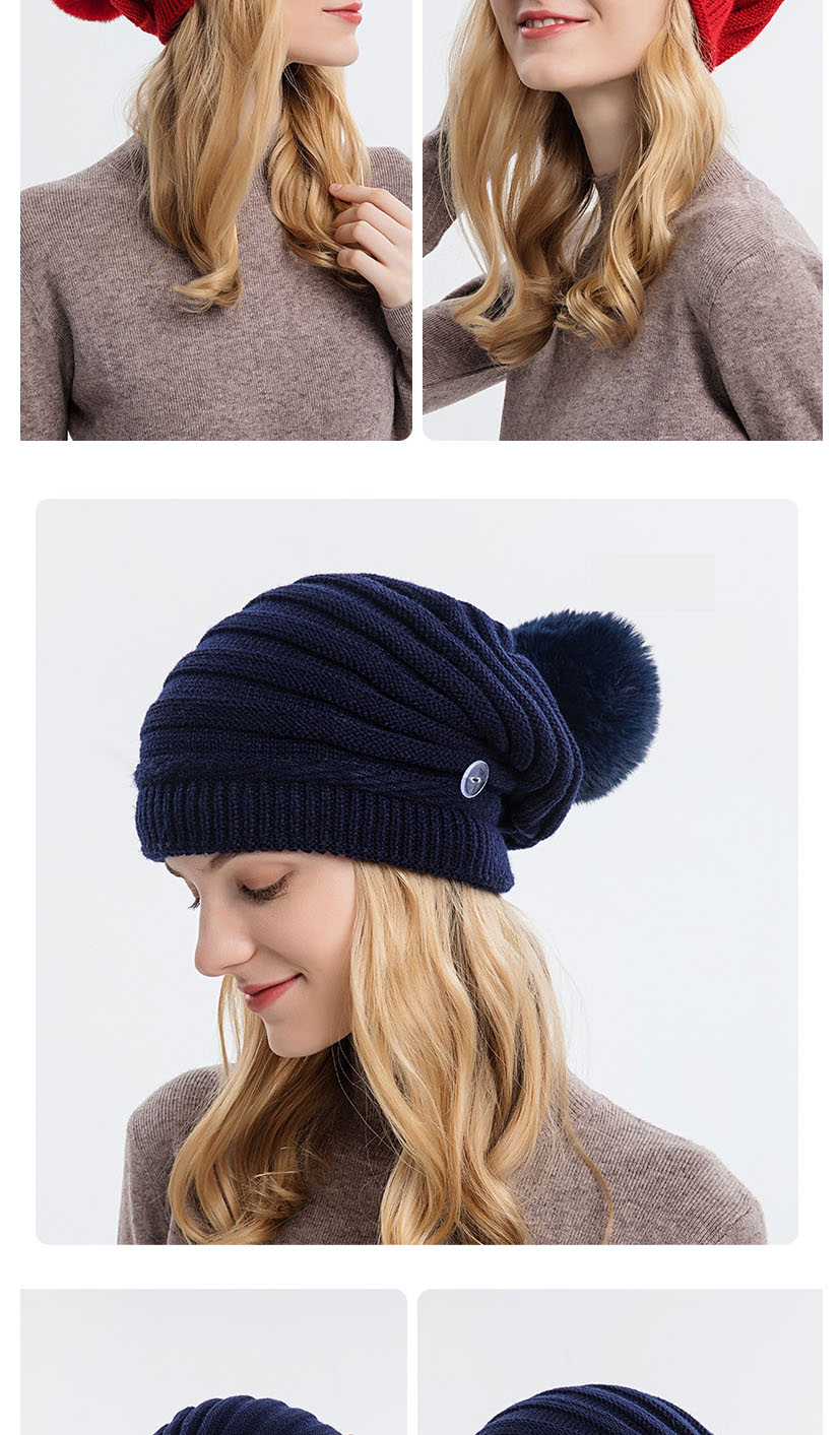 Fashion Fur Ball Single Hat Beige Woolen Knit Wool Ball Cap,Beanies&Others