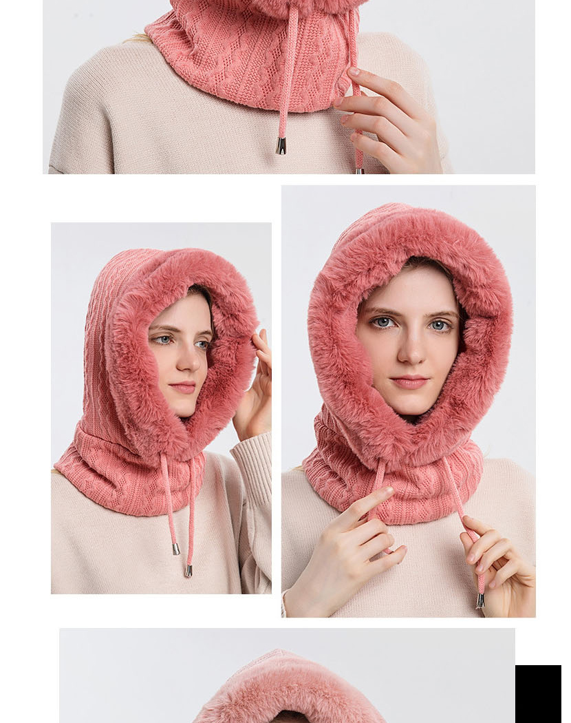 Fashion Pink Wool Knitted Scarf Hat Set,Beanies&Others